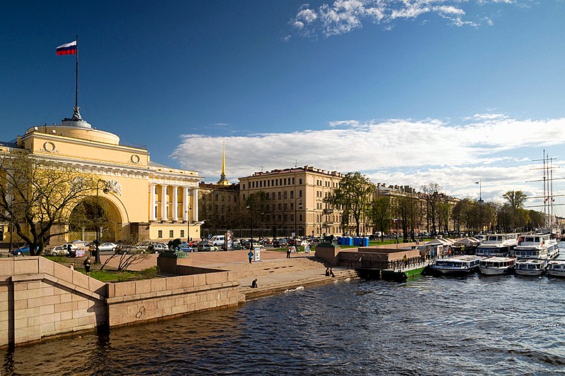 Admiralteyskaya (Admiralty) Embankment in St Petersburg, Russia