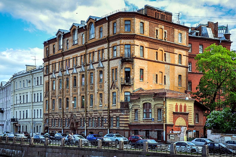 Schroeter Apartment building on the Fontanka River in St Petersburg, Russia