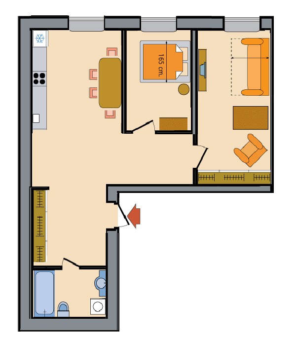 Two Room Apartments Nevsky Prospekt Floorplan in St. Petersburg, Russia