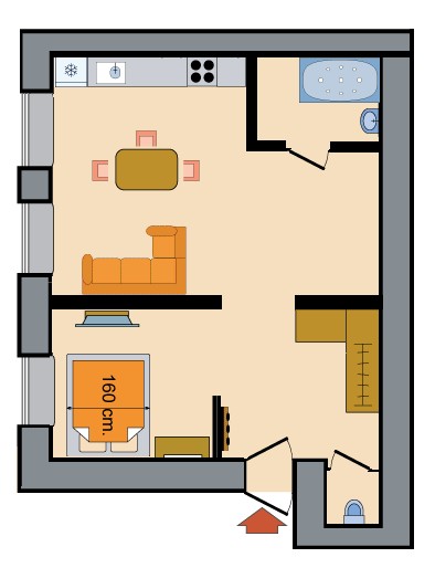 Two Room Apartments Rubinshteina Ulitsa Floorplan in St. Petersburg, Russia