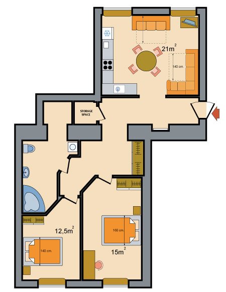 Three Room Apartments Karavannaya Ulitsa Floorplan in St. Petersburg, Russia