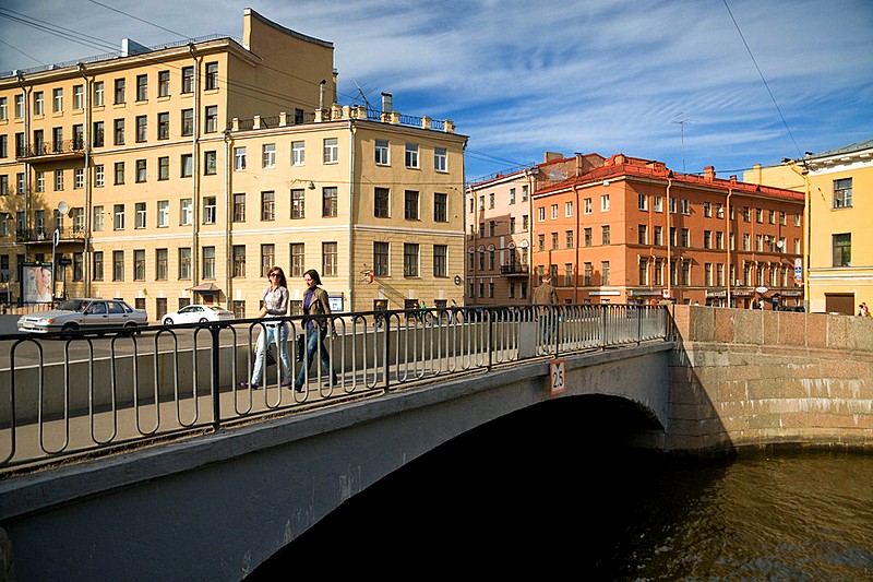 Kharlamov Bridge over the Griboedov Canal in St Petersburg, Russia