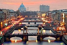 Bridges of the Fontanka River in St. Petersburg, Russia