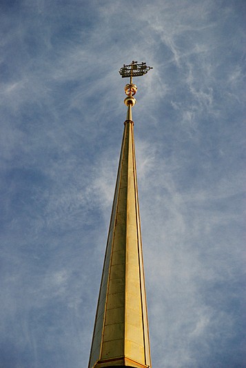 Ship weather-vane on the Admiralty spire - a prominent symbol of St. Petersburg, Russia