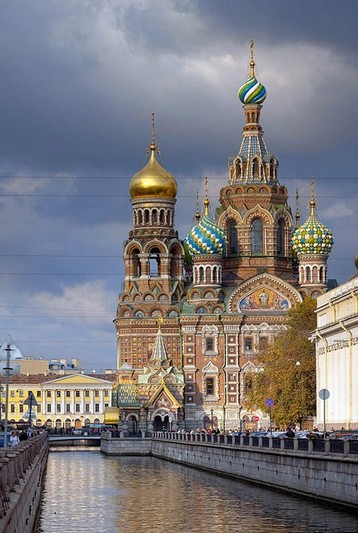 Church of Our Savior on the Spilled Blood and the Griboedov Canal in St Petersburg, Russia