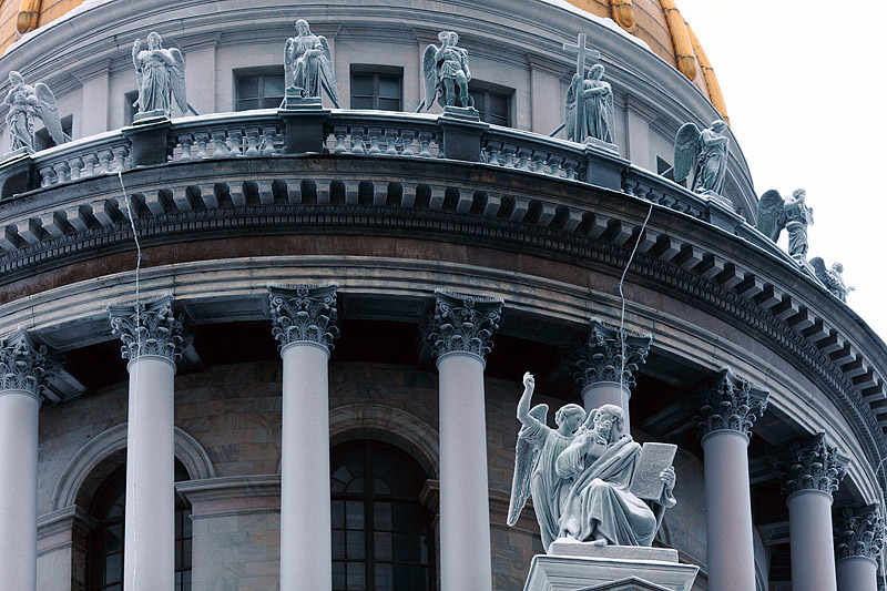 Facade decoration of St. Isaac's Cathedral in St Petersburg, Russia