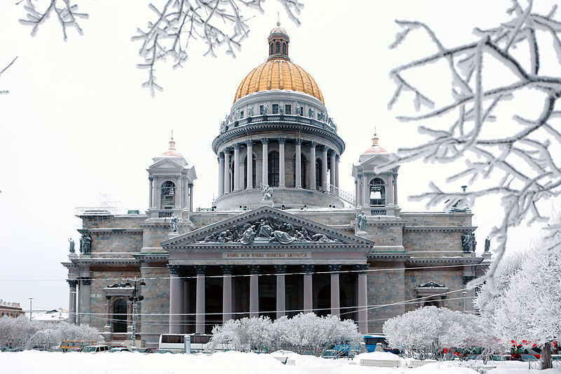 St. Isaac's Cathedral in winter in Saint-Petersburg, Russia