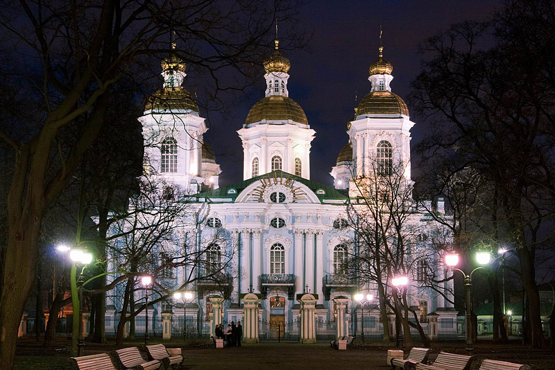 Winter view of St Nicholas Cathedral in Saint-Petersburg, Russia