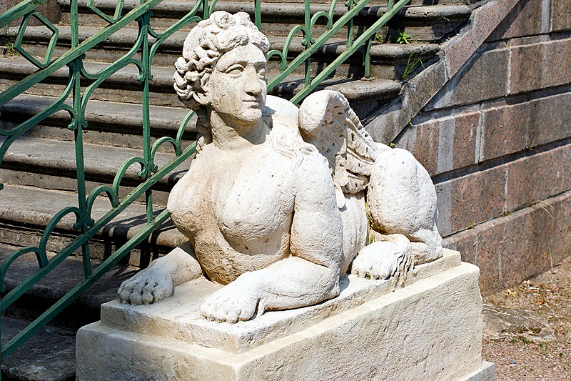 Sphinx in the Private Garden of Gatchina Palace in Gatchina, a royal estate south of St Petersburg, Russia