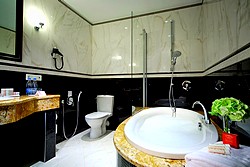 Bathroom of the Junior Suite at the Helvetia Hotel in St. Petersburg