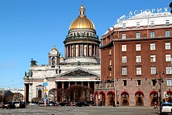 Facade and Cathedral at the Rocco Forte Hotel Astoria in St. Petersburg