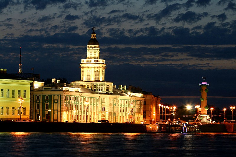 Spit of Vasilyevsky Island during the White Nights in St Petersburg, Russia