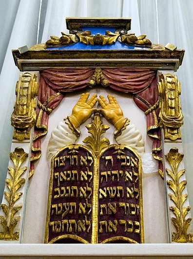 Aron-Kodesh (detail) in the Judaism section of the History of Religion Museum in St Petersburg, Russia