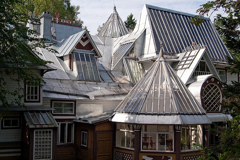 Picturesque roof of Penaty, residence of artist Ilya Repin in Repino, outside St Petersburg, Russia