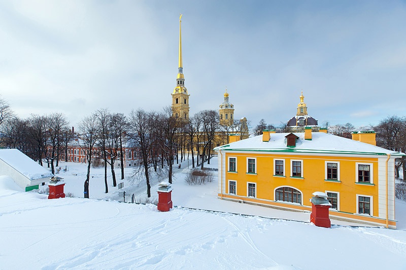 Peter and Paul Fortress in winter in St. Petersburg, Russia