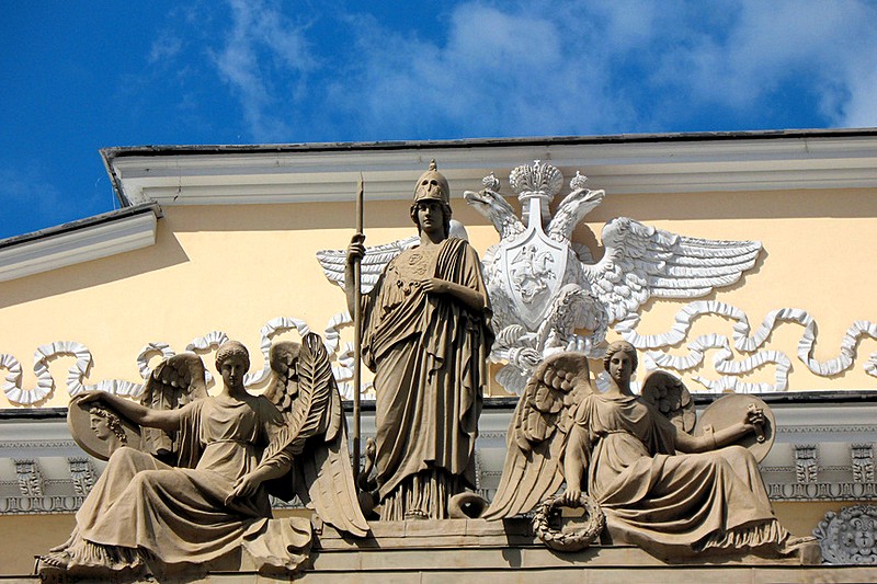 Facade decorations of the Russian Ethnography Museum in St Petersburg, Russia