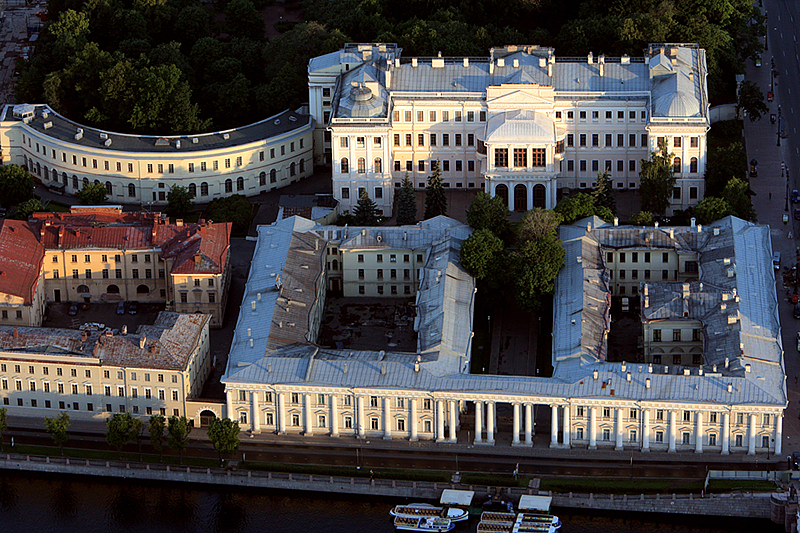 Aerial view of Anichkov Palace in St Petersburg, Russia