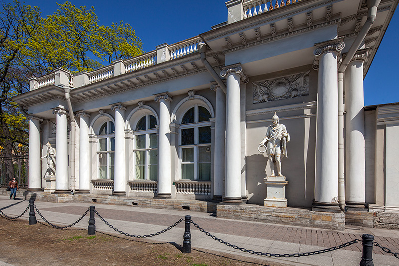Park pavilion next to Anichkov Palace in St Petersburg, Russia