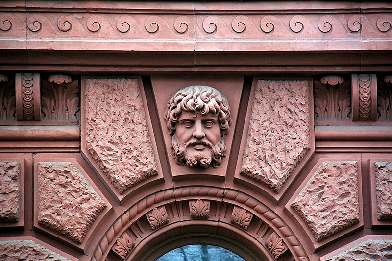 Decorationations on Malo-Mikhailovskiy Palace on Admiralteyskaya Embankment in St Petersburg, Russia