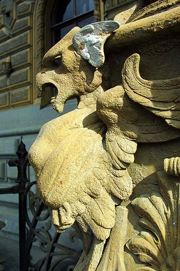 Chimera at the entrance to the palace in St Petersburg, Russia