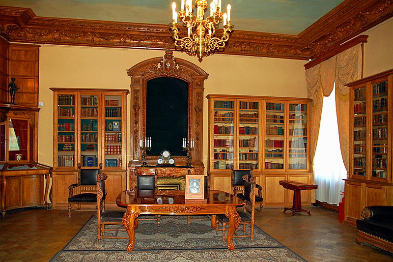 Study and library at the Yusupov Palace in St Petersburg, Russia