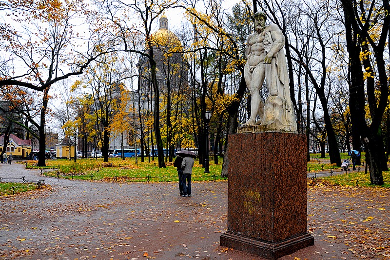 Autumn in Alexandrovsky (Alexander) Garden in St Petersburg, Russia