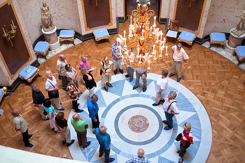 Tour of Grand Palace interiors in Pavlovsk royal estate, south of St Petersburg, Russia