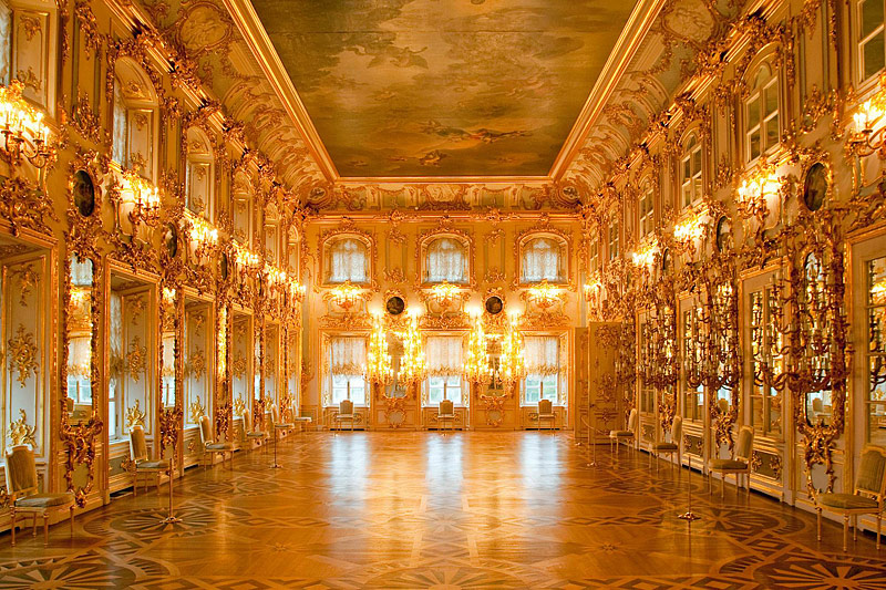 The Ballroom at the Grand Palace in Peterhof, west of Saint-Petersburg, Russia