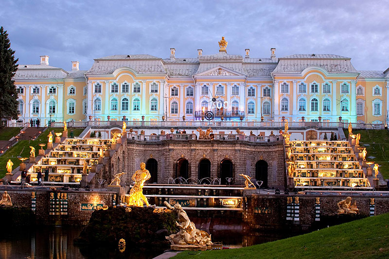The Grand Palace in Peterhof, west of Saint-Petersburg, Russia