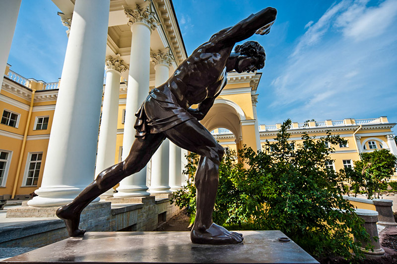 Youth Playing - sculpture outside the Alexander Palace in Tsarskoye Selo (Pushkin), south of St Petersburg, Russia