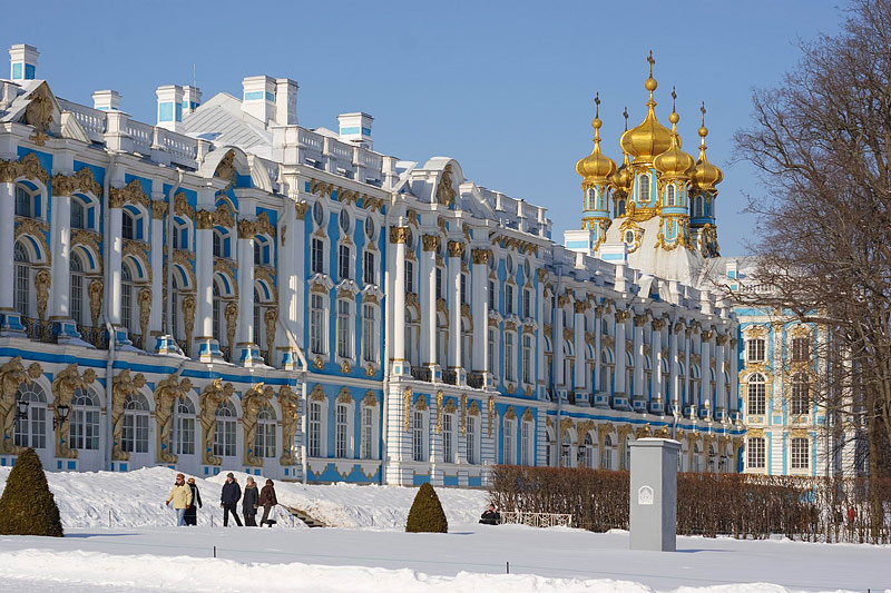 Winter visit to Catherine Palace in Tsarskoye Selo (Pushkin), south of St Petersburg, Russia