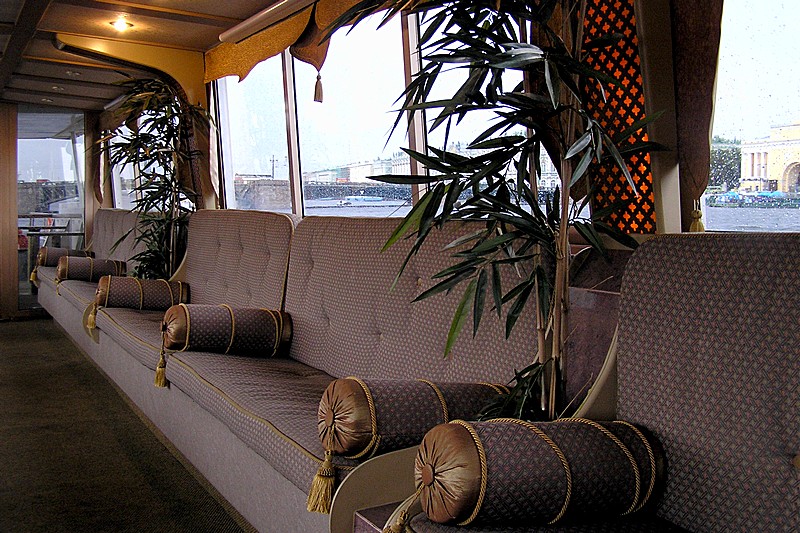 Lounge Area of Hit Neva Musical Riverboat in St Petersburg, Russia