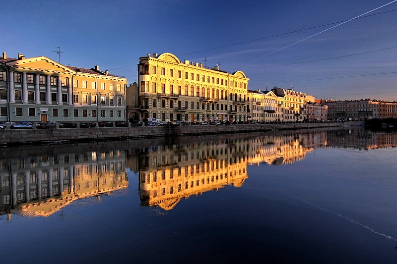 Panorama of the Fontanka River in St Petersburg, Russia