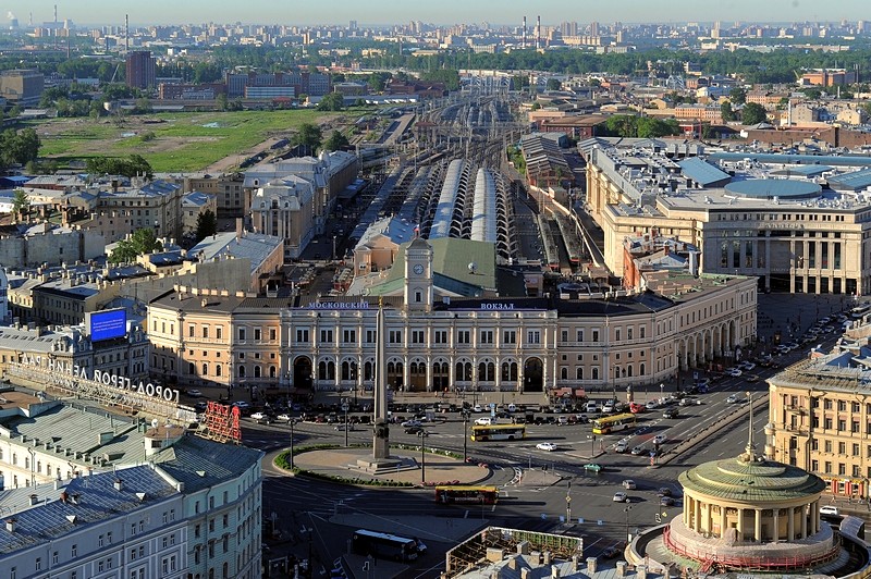 Moscow Railway Station in St Petersburg, Russia, and the railway track designed by George Washington Whistler