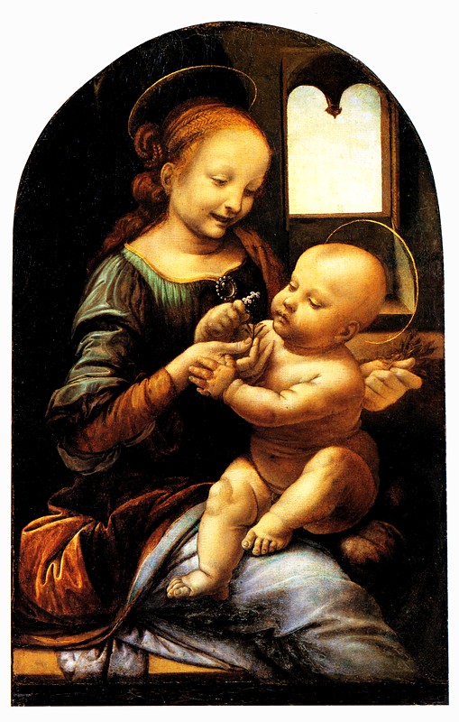 Madonna and Child with Flowers (Benois Madonna) by Leonardo da Vinci at the Hermitage in St. Petersburg, Russia